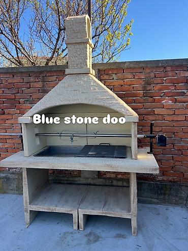 preporod sporet: Kaminski roštilj sa ražnjem – Blue stone doo - Masivan vrtni/kaminski — 1