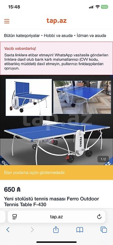tarlar: Ferro Outdoor Tennis Table F-430 – açıq havada istifadəyə uyğun — 1