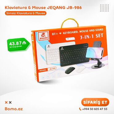 Klaviaturalar: 📦 Simsiz Klaviatura & Mouse JEQANG JB-986 BM-21 🔸 Rəngi: Qara 🔸