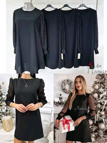 haljine od pliša: S (EU 36), color - Black, Evening, Long sleeves