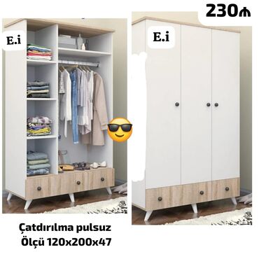 Rəflər: Yeni, Düz dolab, Qarderob, paltar dolabı
