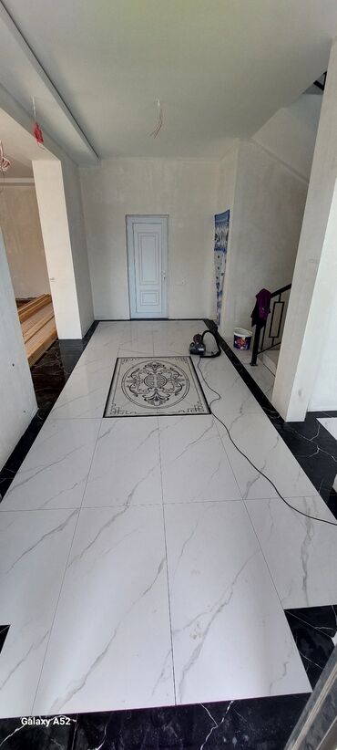 Plitə işləri: Mərmər naxışlı keramoqranit döşəmə və divar kafel işləri - — 5