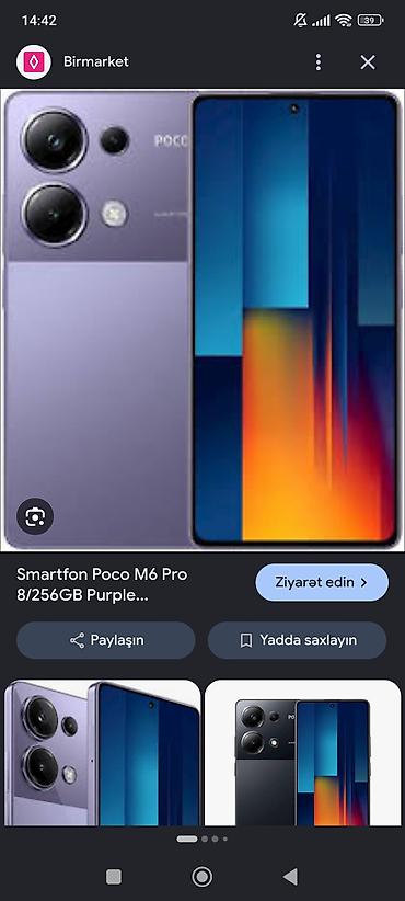 second son: Poco M6 Pro 5G, 256 GB, rəng - Bənövşəyi, Barmaq izi — 1