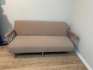 sofa: Диван в сканди-ретро стиле - Трёхместный прямой диван с высокой — 2
