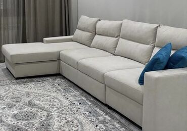 диван одиночный: Угловой диван, цвет - Бежевый, Б/у