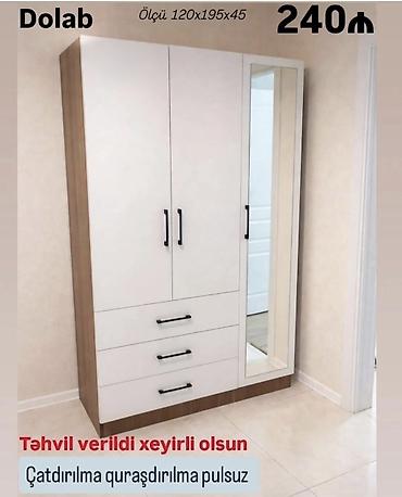Məhsul: Dolab Ölçü: 120 x 195 x 45 sm Xüsusiyyətlər: - 3 qapılı lalafo.az -da Məhsul: Dolab Ölçü: 120 x 195 x 45 sm Xüsusiyyətlər: - 3 qapılı