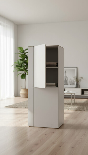 otag qaplari: Minimalist iki qapılı şkaf/kabinet - Dizayn: Sadə, minimalist