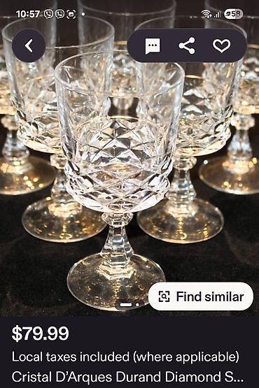 Čaše: Lux daimond,case za vino kristal,rucni rad d'Argues Francuska iz 80ih — 2