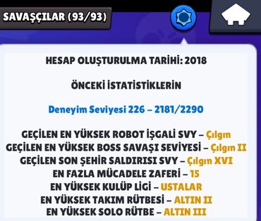 купить диски на пс 4: Brawl Stars oyununda 93 döyüşçüdən 93-ü mövcud olan bir hesab. Hesab