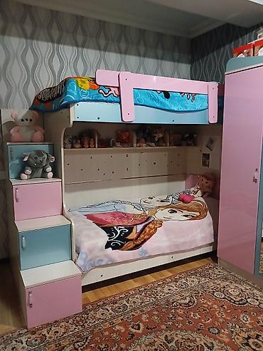 Uşaq mebeli: Uşaq otağı üçün iki mərtəbəli dəst – çarpayı + paltar şkafı - — 3
