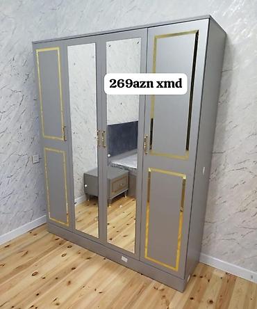 qarderob modelleri: Dörd qapılı paltar şkafı – güzgülü model - Ön hissə: 2 ədəd boy — 10