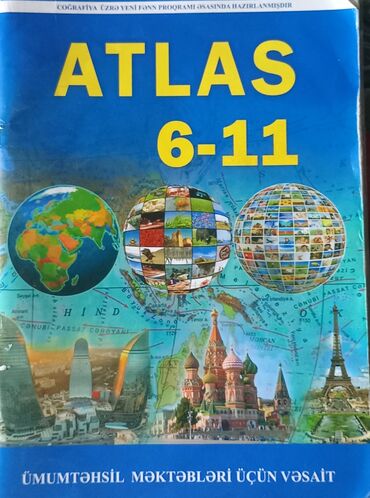 6-11 siniflər üçün atlas. Kontur xəritəsi yoxdur. Bütün səhifələr