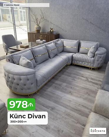 künc divan ölçüləri: Künc Divan – 300×200 sm - Modern dizaynlı, L formalı künc divan - — 1