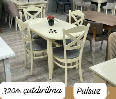 Masa və oturacaq dəstləri: Mətbəx üçün, Yeni, Açılan, Dördbucaq masa, 4 stul — 26