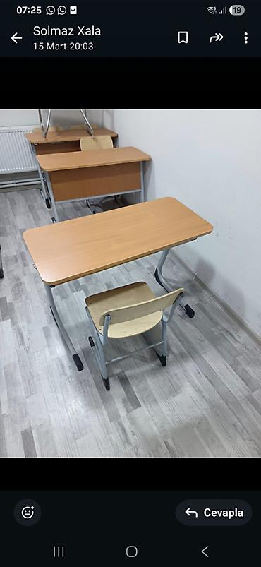 lövhə qiymətləri: Yeni parta satilir 11 ədəd. 1 partanın qiyməti 90 azn. 2 ag markerlə — 2