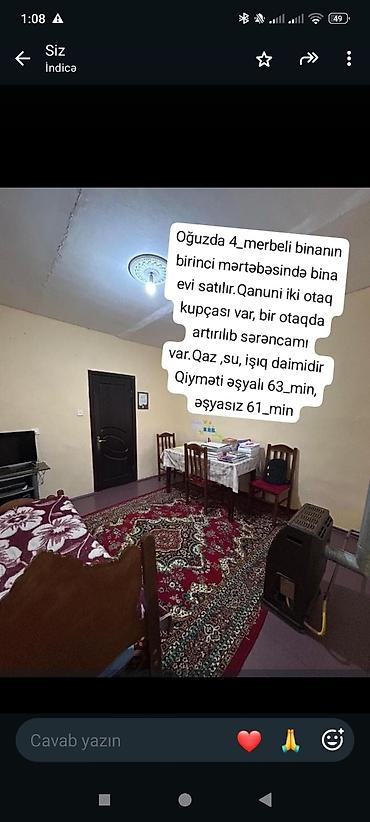 2 комнатная квартира в баку вторичное жилье: Oğuzda 4 mərtəbəli binanın 1-ci mərtəbəsində mənzil satılır. Qanuni 2 — 6