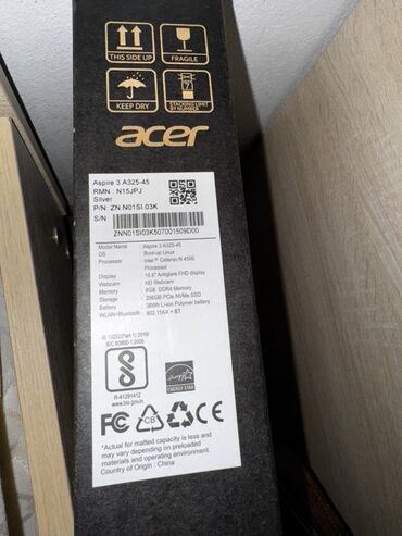 ноутбук мекен: Ноутбук, Acer, 8 ГБ ОЭТ, Intel Celeron, 15.6 ", Жумуш, окуу үчүн, эс тутум NVMe SSD