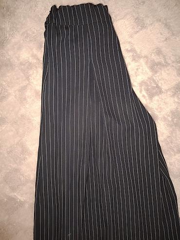 kais za struk: Ženske široke pantalone na pruge- made in Italy - Boja: tamno siva/ — 6