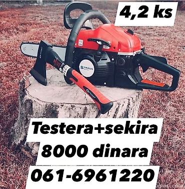 alati beograd: Set: motorna testera + sekira - Motorna testera Straus, benzinska — 1