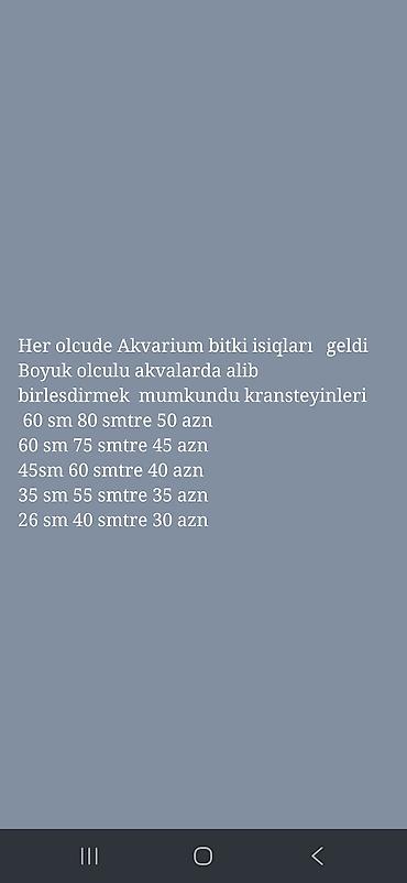 Lampalar: Salam akvarium bitki isiqlari olculer ve qiymetler qeyd olunub bunan — 1