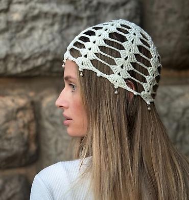 payız üst geyimləri: Xüsusi toxunma “hairnet”/baş bəzəyi - Material: nazik iplikdən əl — 3