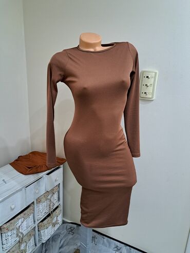 shein haljine svečane: S (EU 36), color - Brown, Other style, Long sleeves