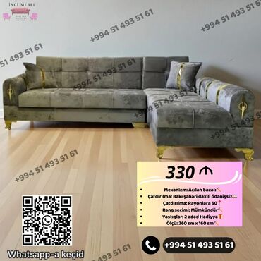 Divanlar: Künc divan, Yeni, Açılan, Bazalı, Parça, Şəhərdaxili pulsuz çatdırılma — 17