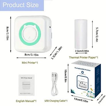 Ofis avadanlığı: Portativ Termal Mini Printer – Bluetooth Xüsusiyyətlər: - Kompakt — 3