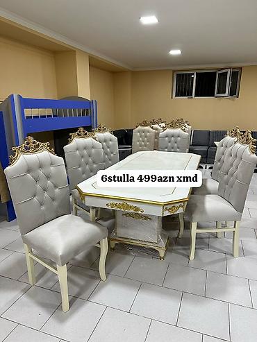 Masa və oturacaq dəstləri: Yemək otağı üçün dəstlər 1) Klassik dizaynlı masa + 6 stul - Krem — 16