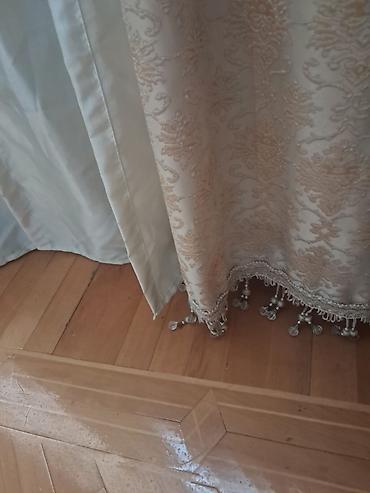 muncuq perde: Zərif naxışlı pərdə dəsti - Rəng: krem/bej tonları - Tərkib: qalın — 3
