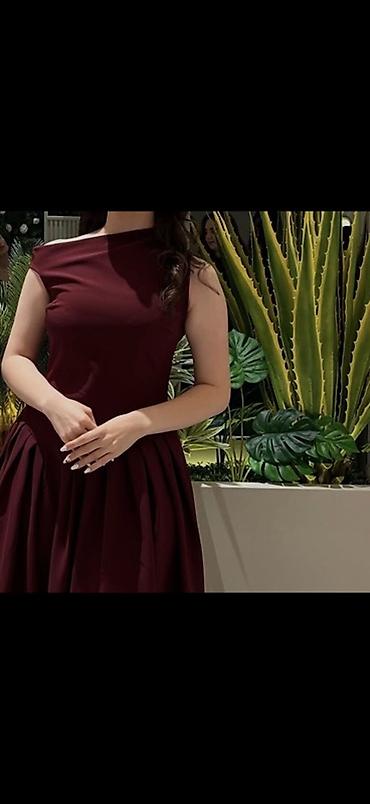 vecerni donlar: Bordo rəngli ziyafət/gecə geyimi - Model: midi uzunluqda, ətək — 2