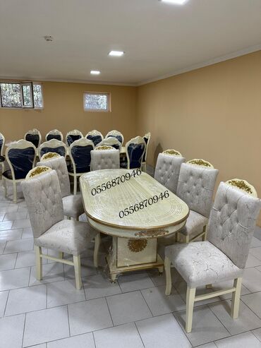 Masa və oturacaq dəstləri: Qonaq otağı üçün, Yeni, Açılmayan, Dördbucaq masa, 6 stul — 7