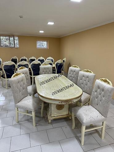 Masa və oturacaq dəstləri: Qonaq otağı üçün, Yeni, Açılmayan, Dördbucaq masa, 6 stul — 3