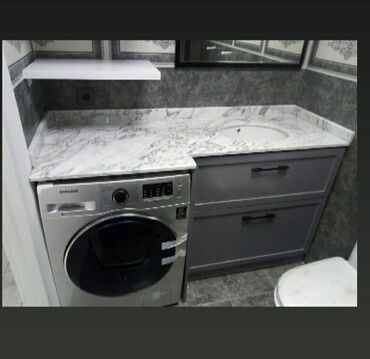 Hamam üçün aksessuarlar: Müasir hamam mebeli dəstləri - Divara montaj olunan konsol tipli — 11