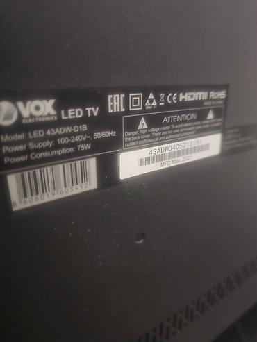 visina tv na zid: **VOX LED TV 43ADW-D1B – 43" televizor** Na prodaju VOX LED — 3