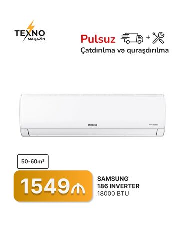 Kondisioner Samsung, 50-60 kv. m, Split sistem, Pulsuz quraşdırılma
