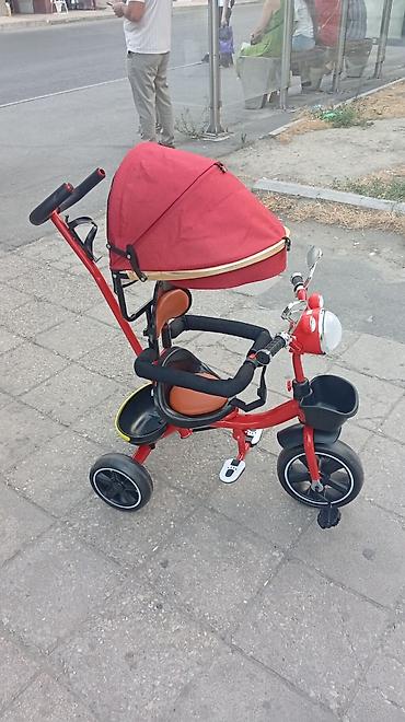 usag velosiped: Uşaq üçtəkərli velosiped-araba, qırmızı rəng - Dəstəkləyici valideyn — 7