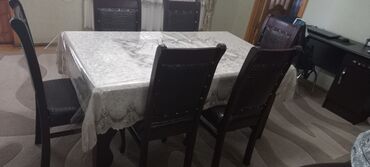 işlənmiş stol stul desti: Qonaq otağı üçün, İşlənmiş, Açılmayan, Dördbucaq masa, 6 stul