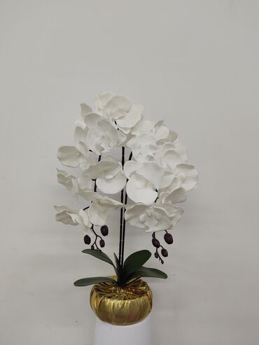 отрезы ткани: Композиции из искусственных орхидей. Кашпо - керамика, орхидеи -