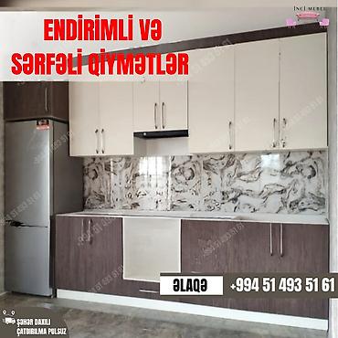 Mətbəx mebeli: Mətbəx mebeli dəsti - Üst və alt dolablar: krem və tünd qəhvəyi rəng — 1