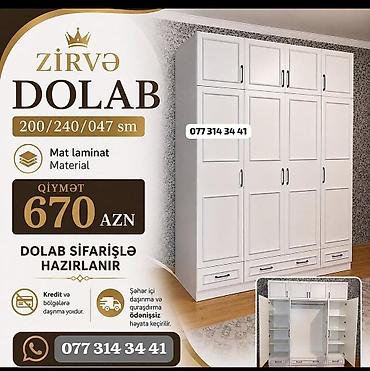 kredit evler: Zirvə markalı paltar dolabı - Ölçülər: 200/240/047 sm - Material: mat — 1