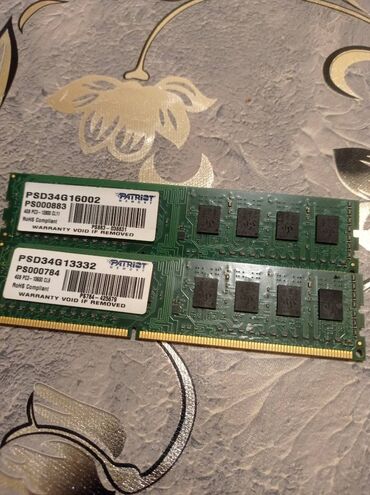 ddr3 ram 8 gb: Operativ yaddaş (RAM) Patriot Memory, 4 GB, 1333 Mhz, DDR3, PC üçün, İşlənmiş