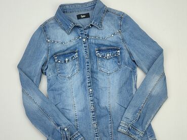 błękitna eleganckie bluzki: Джинсова куртка жіноча, S, стан - Хороший