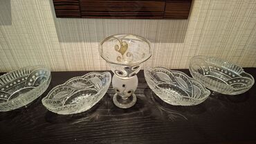 sharp soyuducu servis: Kristal qab-qacaq dəsti - 5 ədəd kristal meyvə/saladat qabı: oval