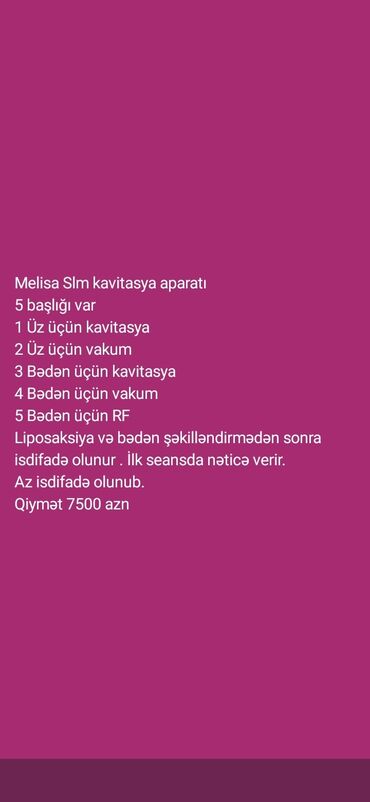 Лампы для сушки ногтей: Melisa Slim kavitasiya aparatı Xüsusiyyətlər: - 5 başlıq: 1) Üz