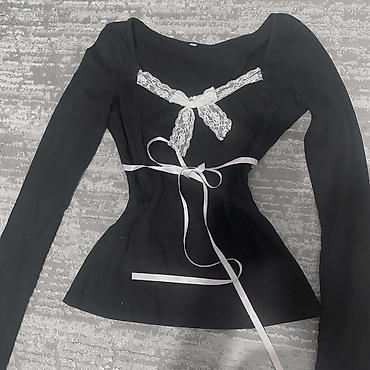 плащ велюр: 🎀 Чёрная кофточка с кружевом и атласной лентой Очень женственная и — 1