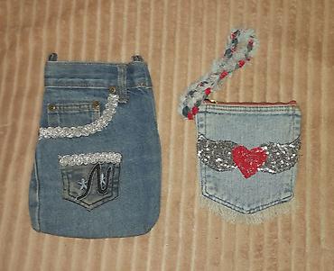 bolt sumka: Jeansdən hazırlanmış əl işi aksesuarlar dəsti - Material: denim (cəmi — 1