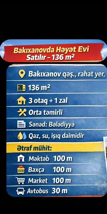 bag evlerinde: Sabunçu qəs. 4 otaqlı, 136 kv. m, Kredit yoxdur, Orta təmir — 1