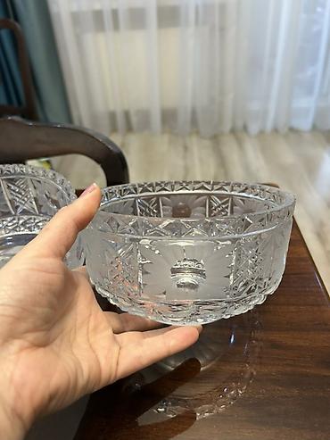 Столовая посуда: Kəsilmiş xrustal dekorativ qablar (2 ədəd) - Material: ağır, şəffaf — 2