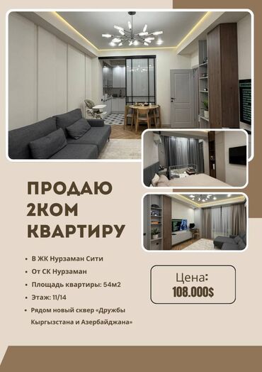 Продажа домов: 2 комнаты, 54 м², Элитка, 11 этаж, Дизайнерский ремонт